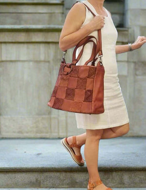 CLEARANCE One Left - Woven Patchwork Leather Tote Bag