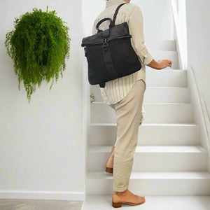 Lydia Woven/Smooth Rugged Chic Soft Leather Backpack