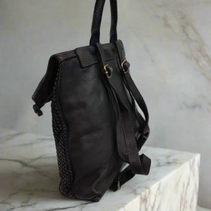 Lydia Woven/Smooth Rugged Chic Soft Leather Backpack