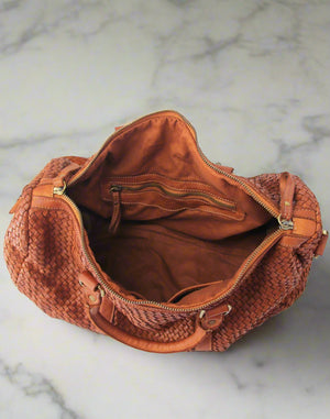 Woven Leather Large Hobo Bag / Weekender