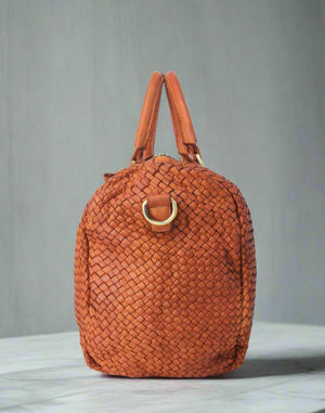 Woven Leather Large Hobo Bag / Weekender