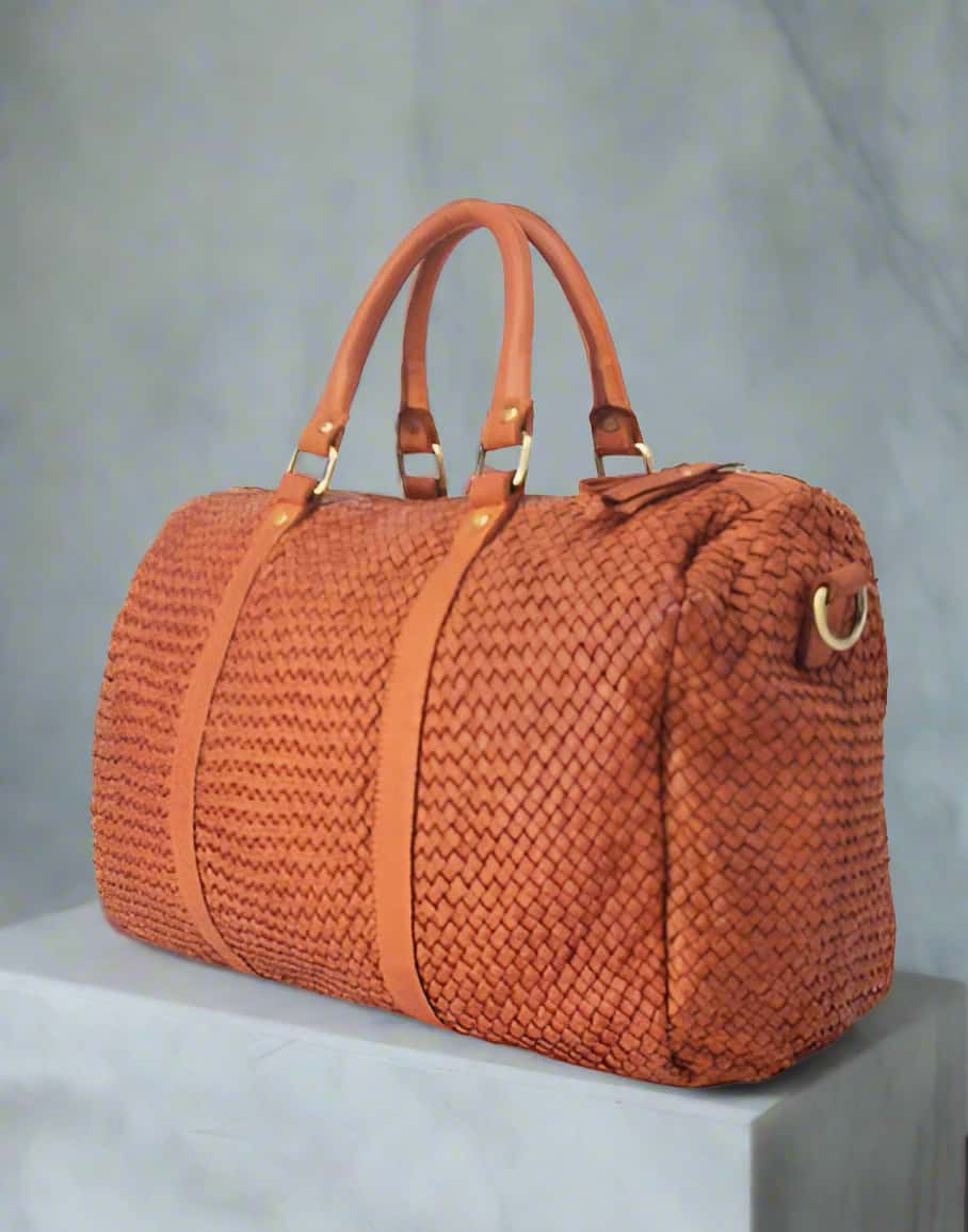 Woven Leather Large Hobo Bag / Weekender