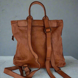 Lydia Woven/Smooth Rugged Chic Soft Leather Backpack