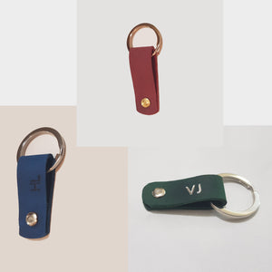 Looped Leather Keyring in Purple, Green, Blue or Burgundy - Personalised & Handcrafted