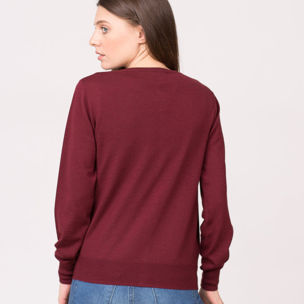 wool cardigan pure merino wool maroon mulberry 