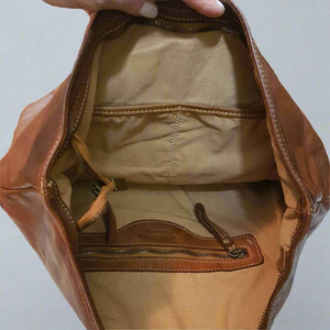 Convertible Brown Backpack / Weekender in Distressed Italian Leather