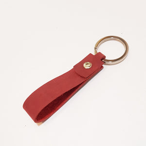 Looped Leather Keyring in Purple, Green, Blue or Burgundy - Personalised & Handcrafted