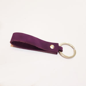 Looped Leather Keyring in Purple, Green, Blue or Burgundy - Personalised & Handcrafted